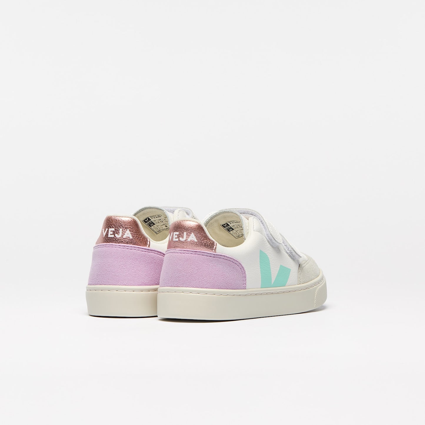 V-12 LEATHER WHITE MULTICO ORCHID - VEJA SALE