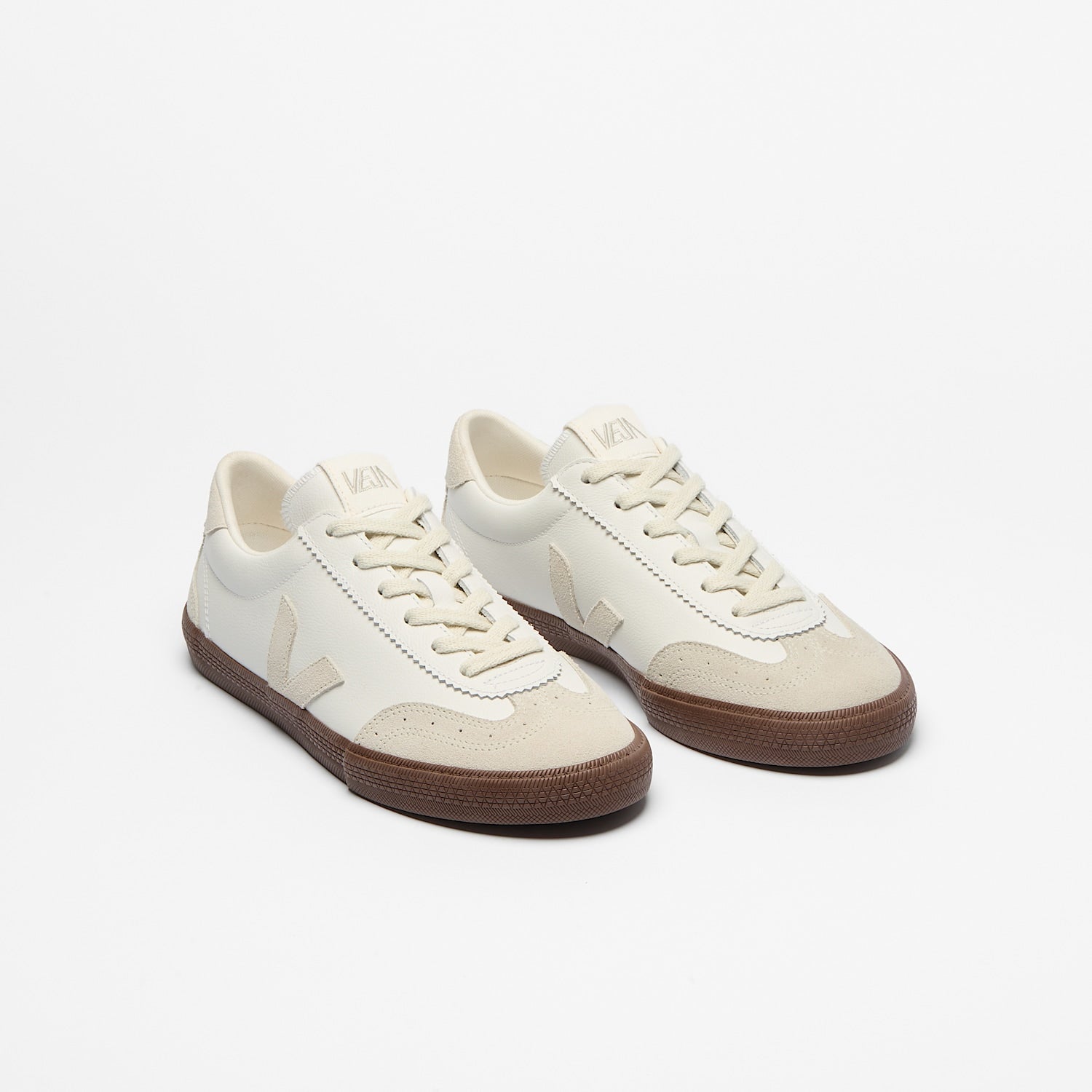 VOLLEY LEATHER WHITE NATURAL BARK - VEJA ON SALE