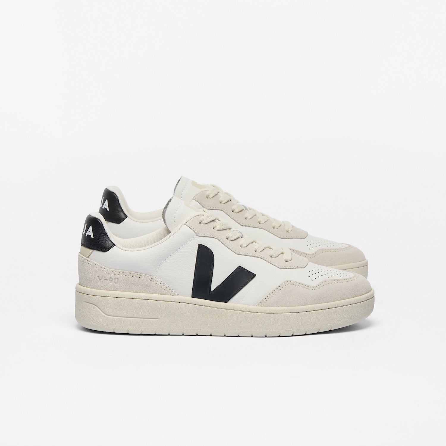 V-90 LEATHER WHITE BLACK - VEJA US
