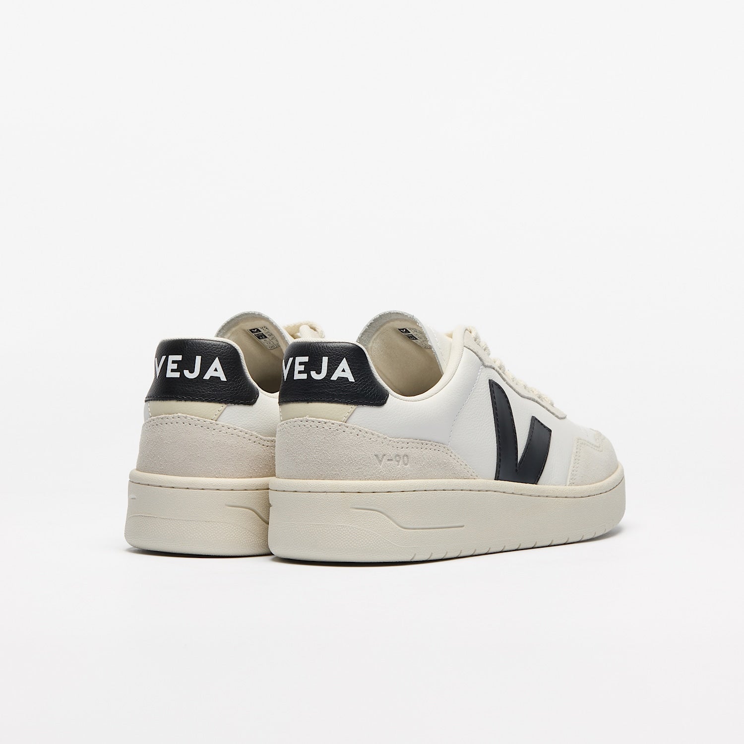 V-90 LEATHER WHITE BLACK - VEJA US