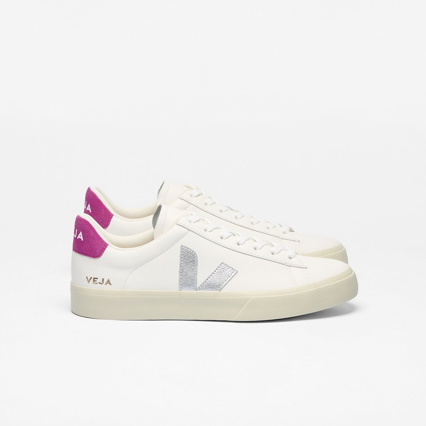 CAMPO LEATHER WHITE SILVER ULTRAVIOLET - VEJA ON SALE