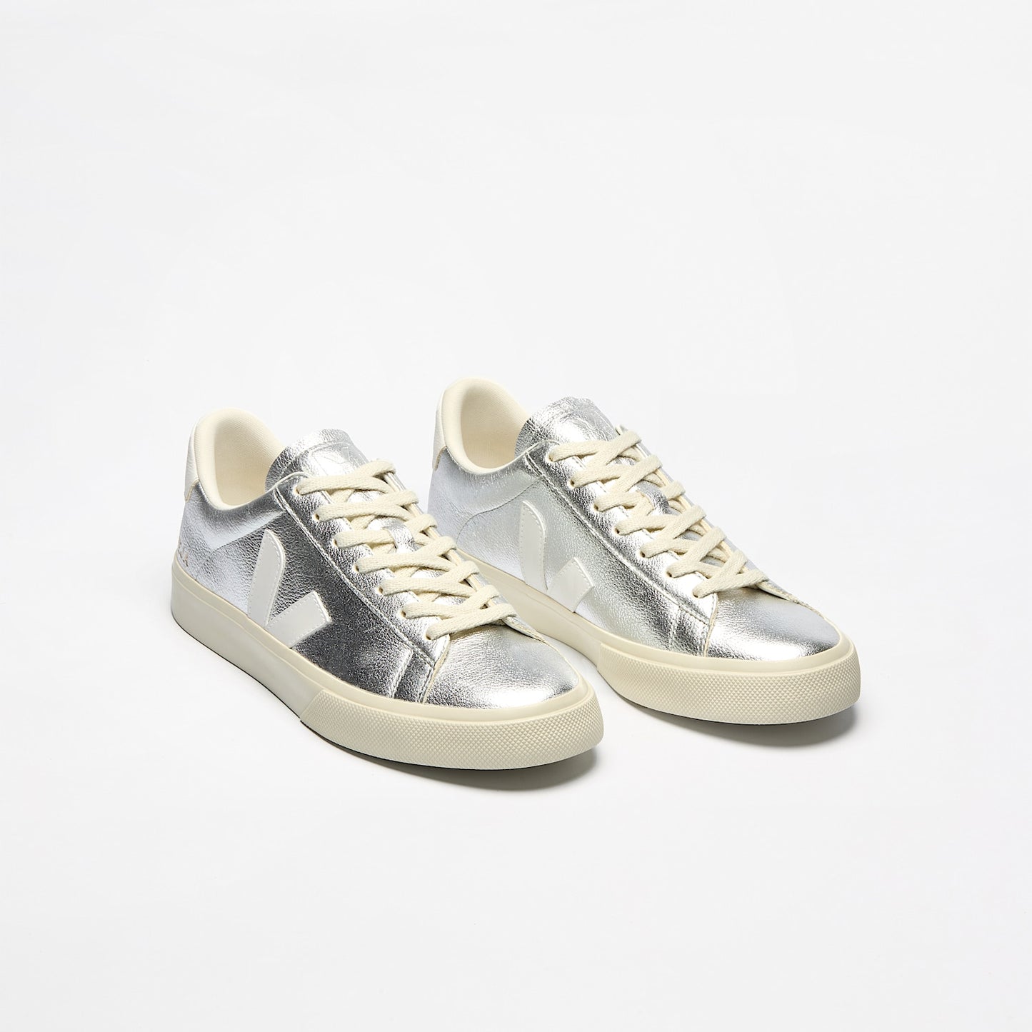 CAMPO LEATHER SILVER WHITE - VEJA DISCOUNT