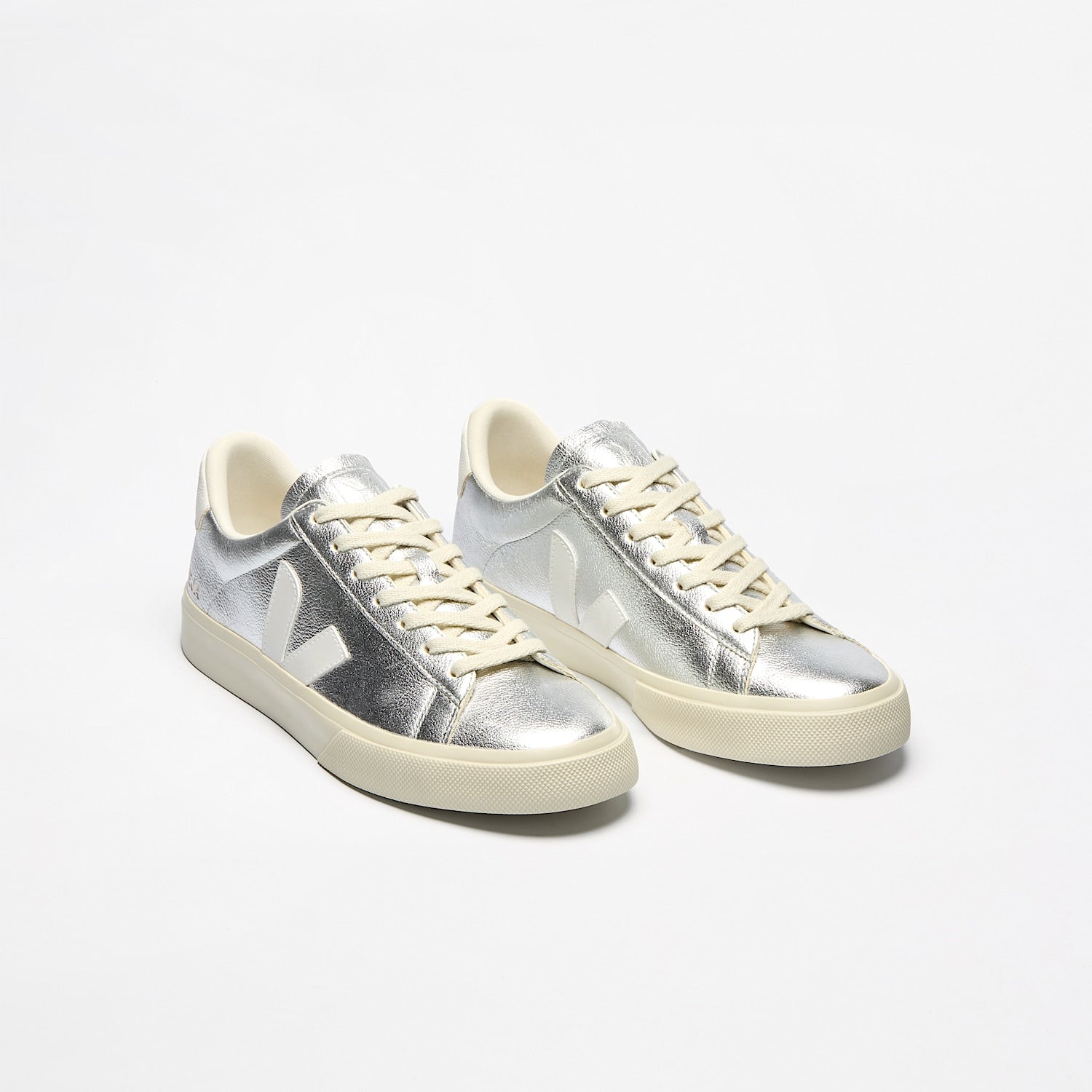 CAMPO LEATHER SILVER WHITE - VEJA DISCOUNT