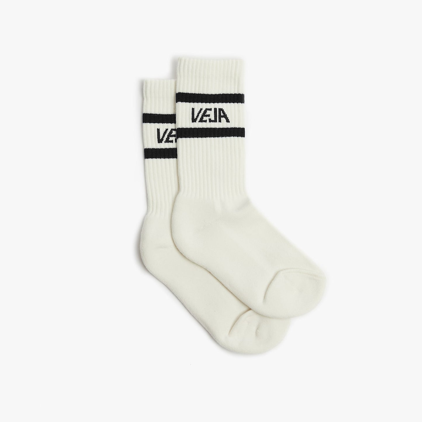 ICONIC SOCKS COTTON WHITE BLACK - VEJA SALE