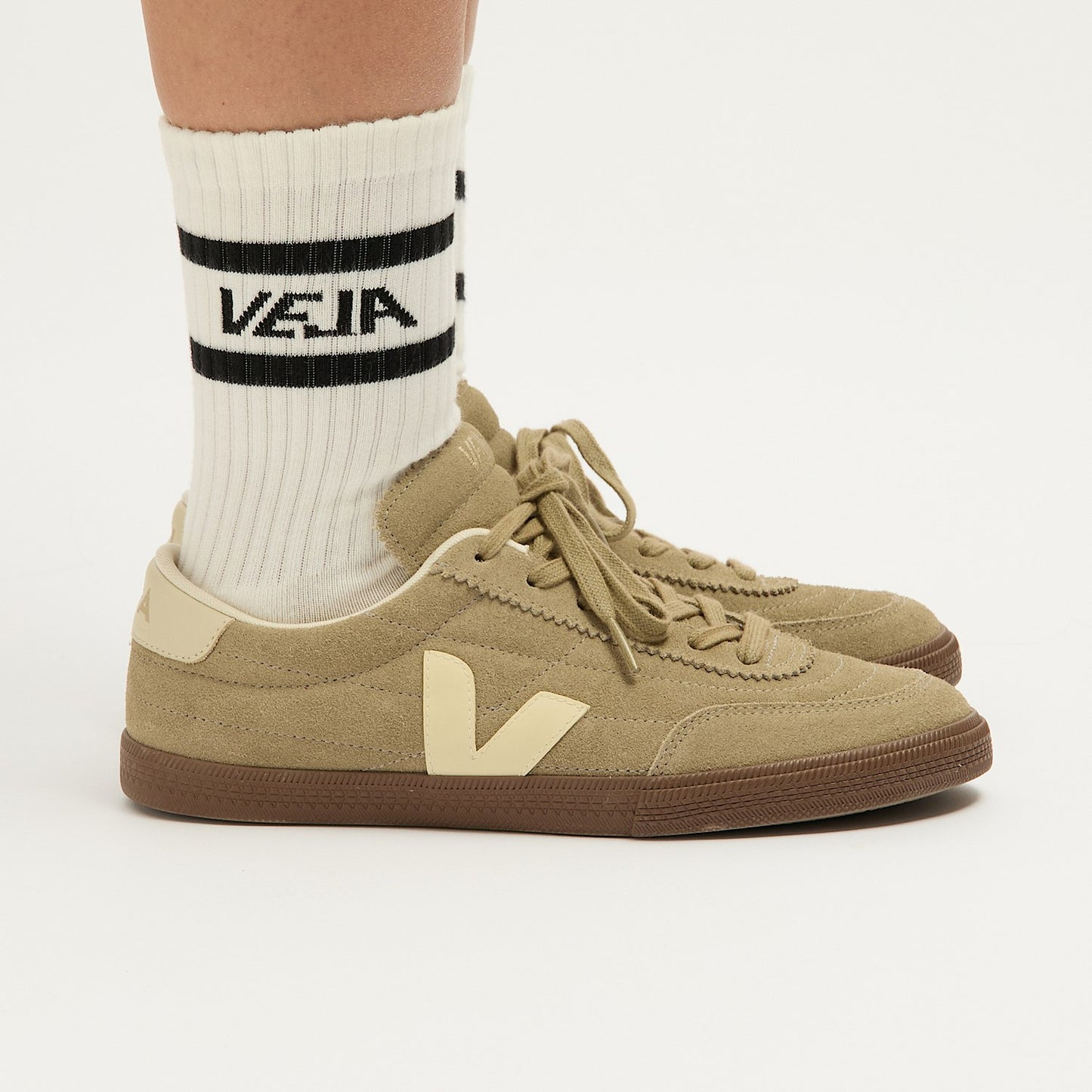 ICONIC SOCKS COTTON WHITE BLACK - VEJA SALE