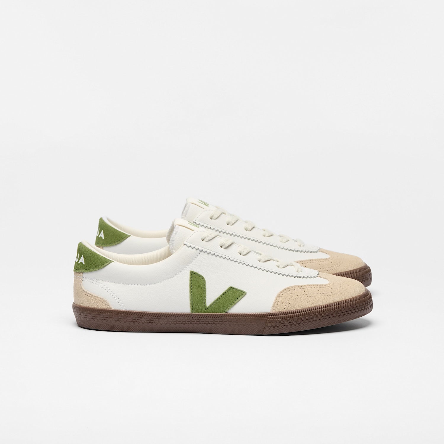 VOLLEY LEATHER WHITE KIWI BARK - VEJA ONLINE