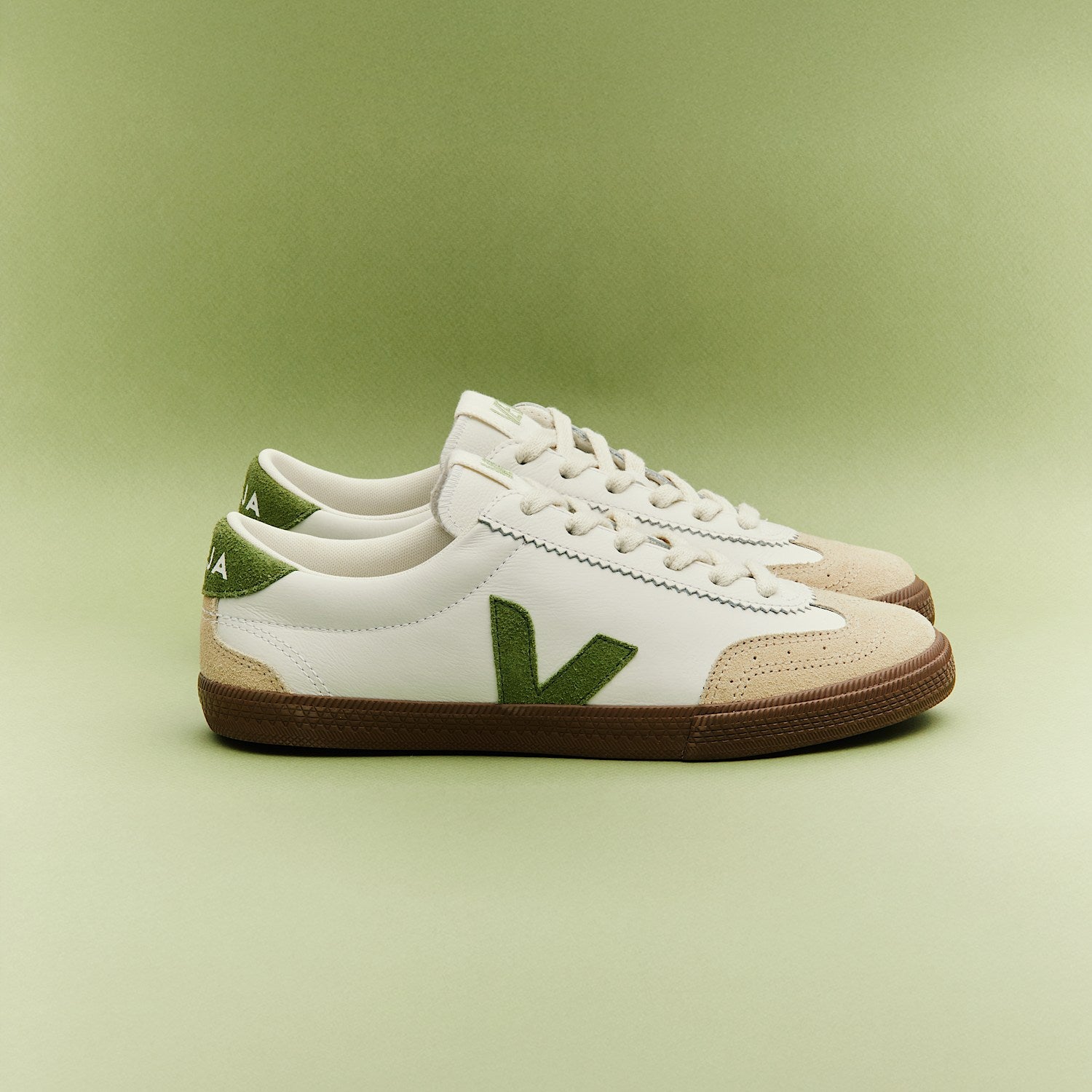 VOLLEY LEATHER WHITE KIWI BARK - VEJA ONLINE