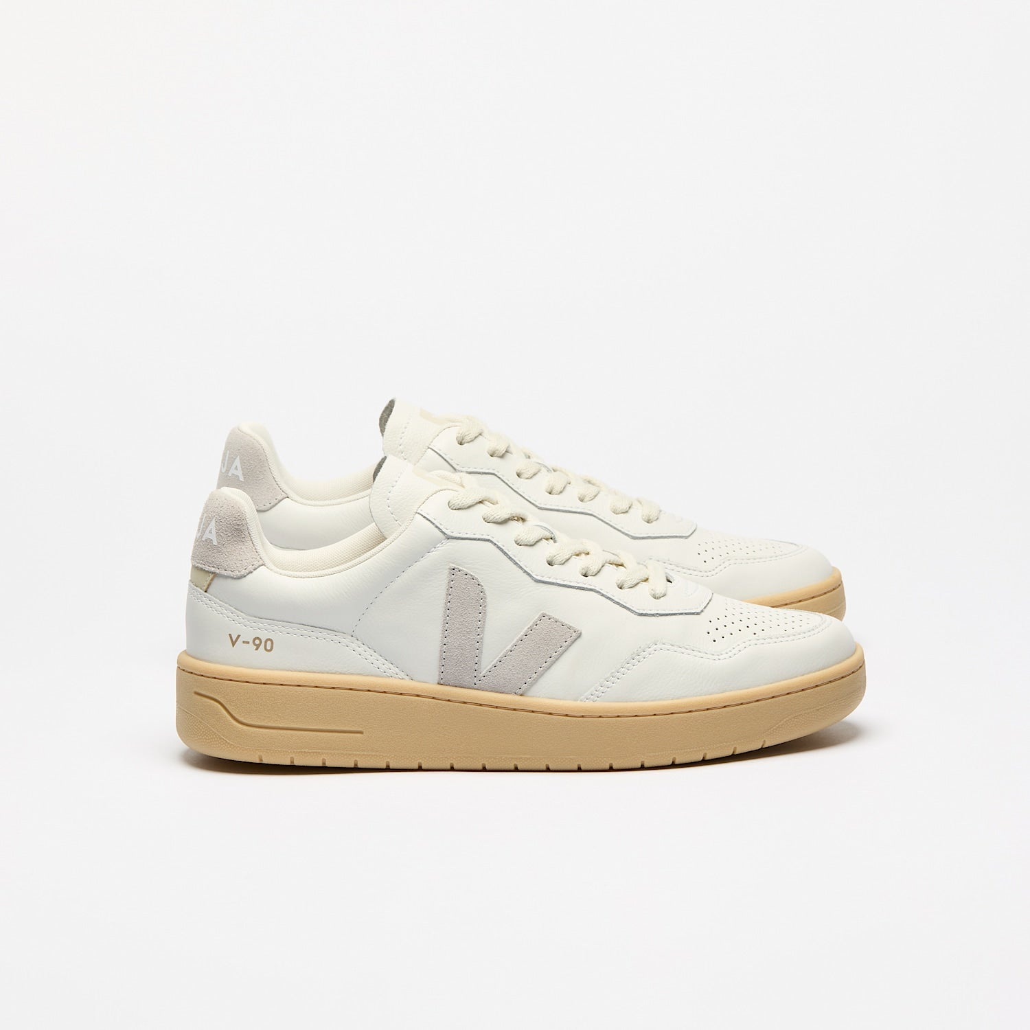 V-90 LEATHER WHITE LIGHT GREY NATURAL - VEJA US