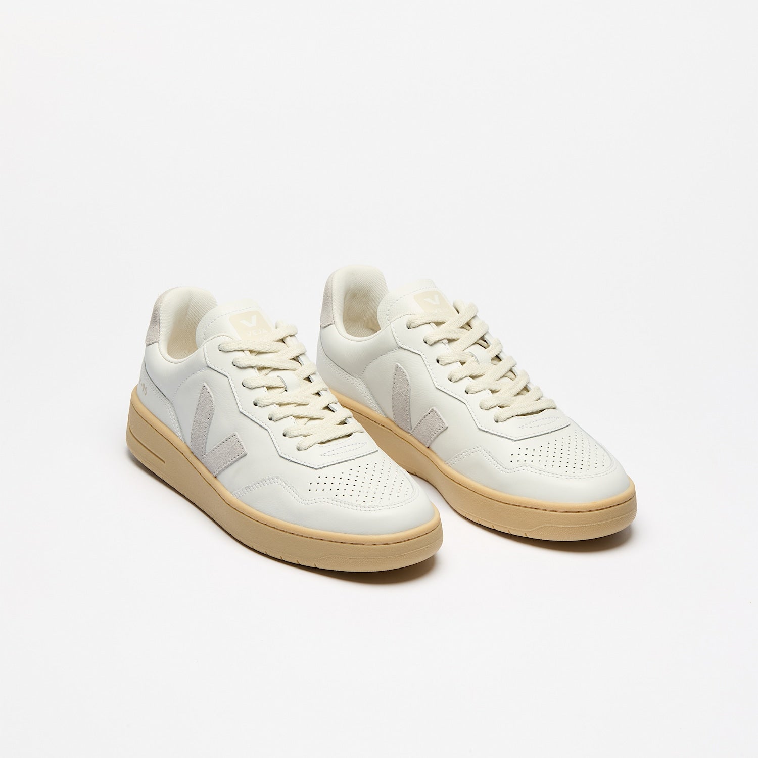 V-90 LEATHER WHITE LIGHT GREY NATURAL - VEJA US