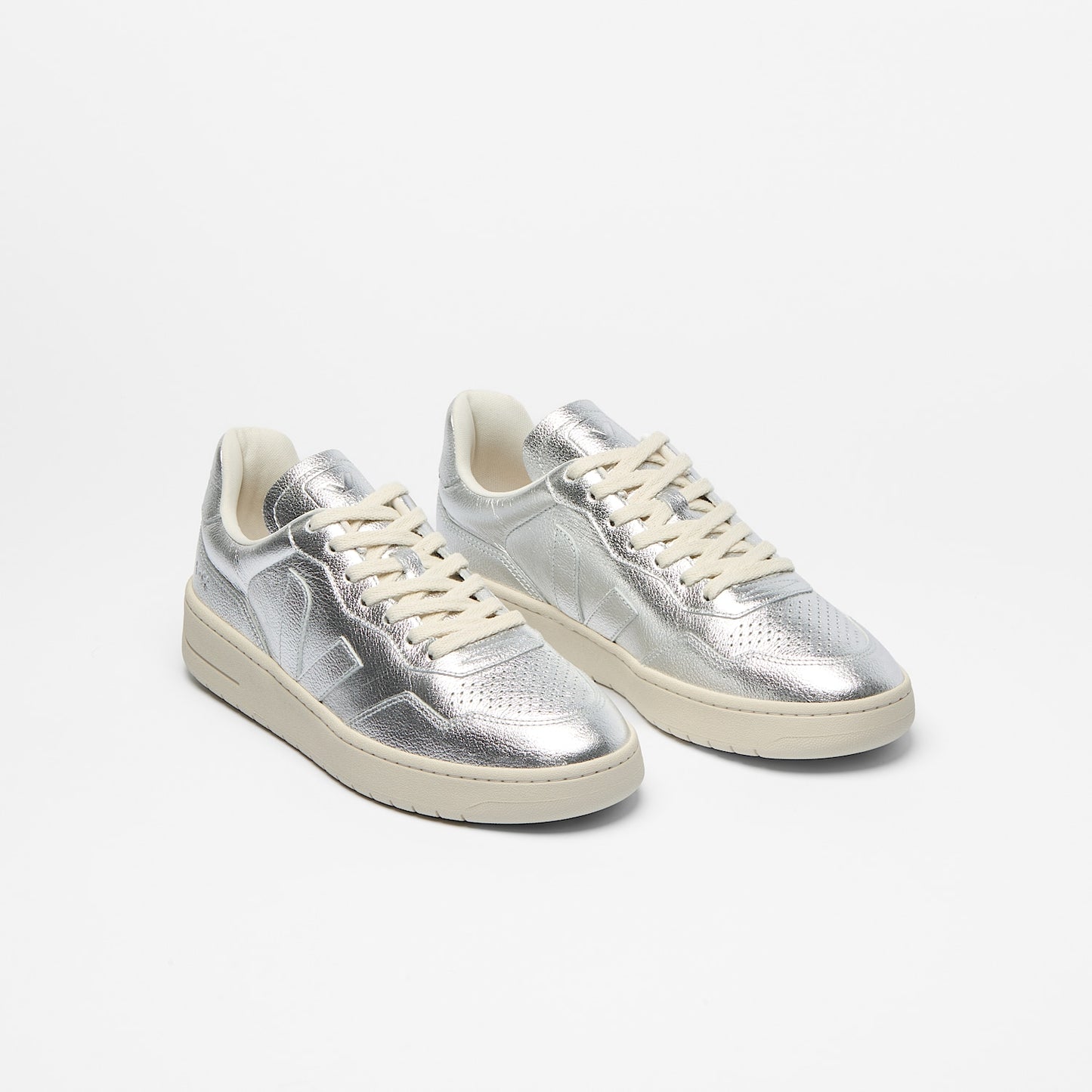 V-90 LEATHER SILVER - VEJA DISCOUNT