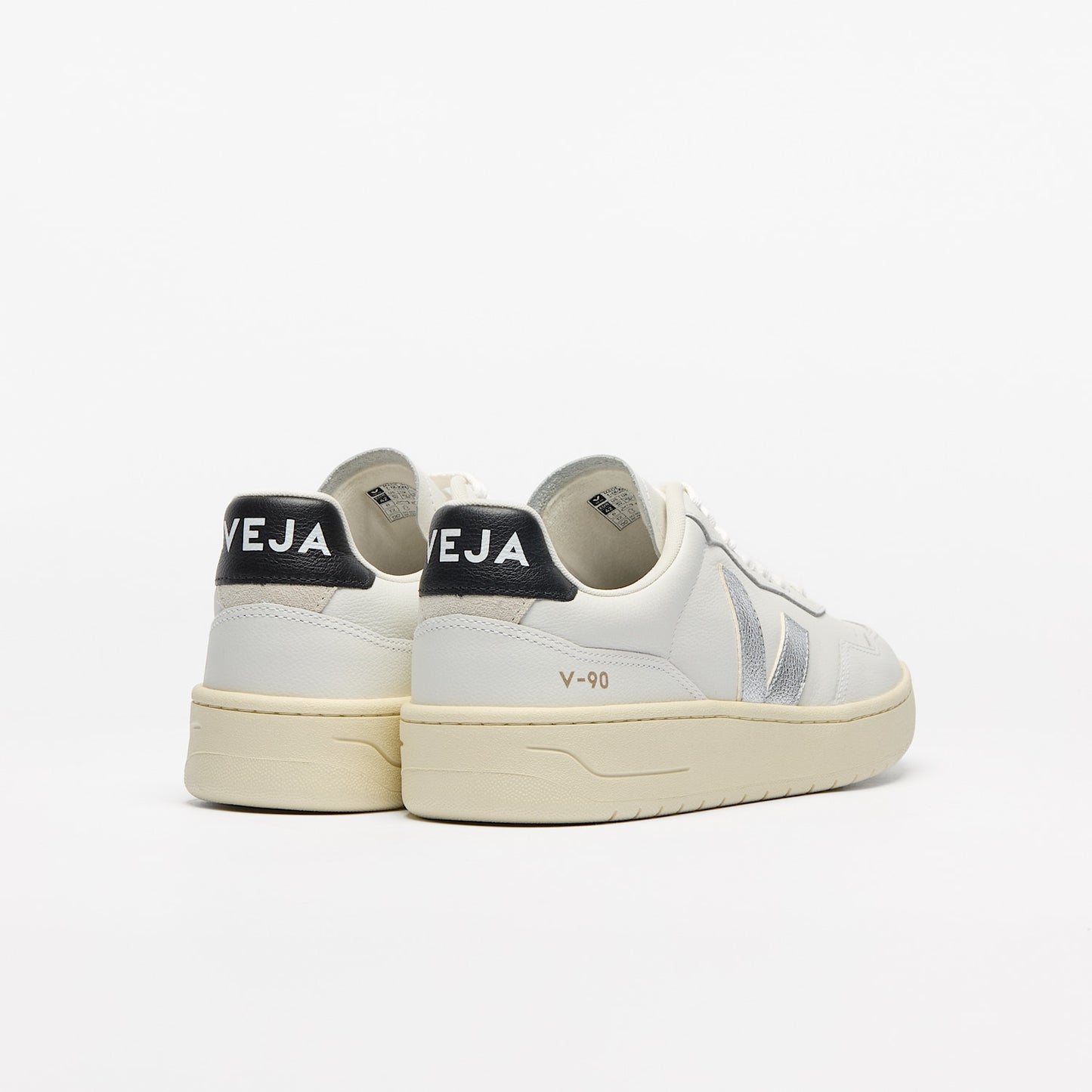 V-90 LEATHER WHITE SILVER BLACK - VEJA US