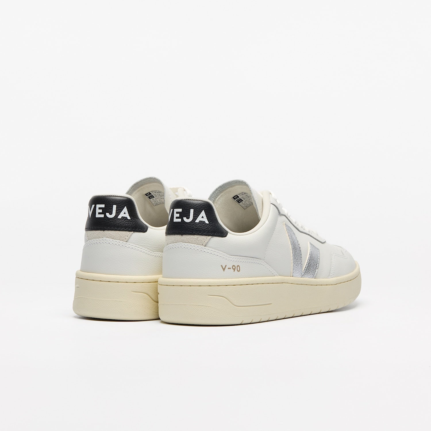 V-90 LEATHER WHITE SILVER BLACK - VEJA US