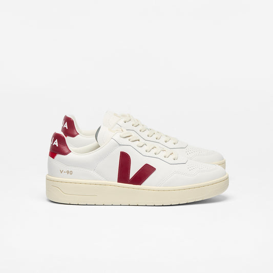 V-90 LEATHER WHITE MARSALA - VEJA DISCOUNT