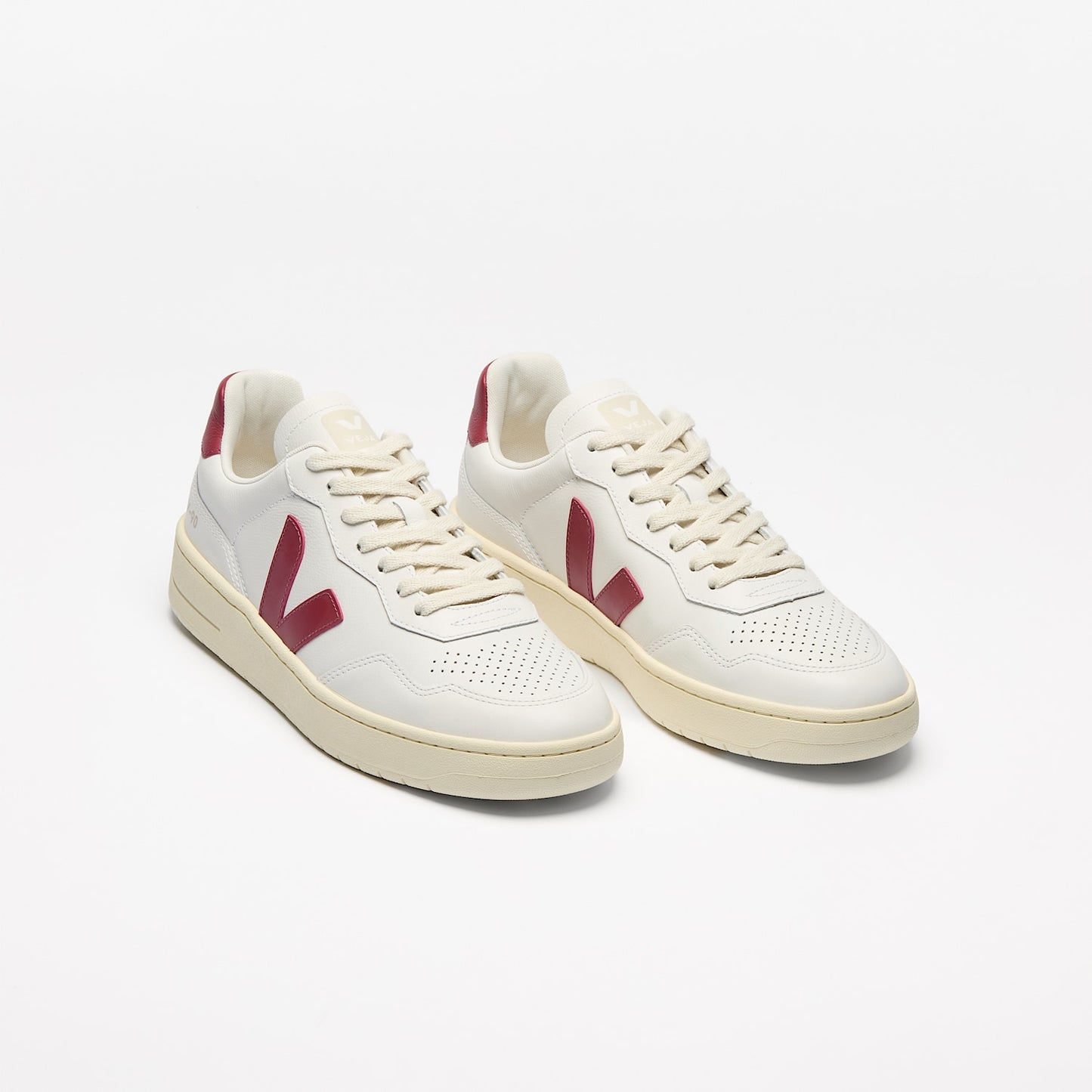 V-90 LEATHER WHITE MARSALA - VEJA DISCOUNT