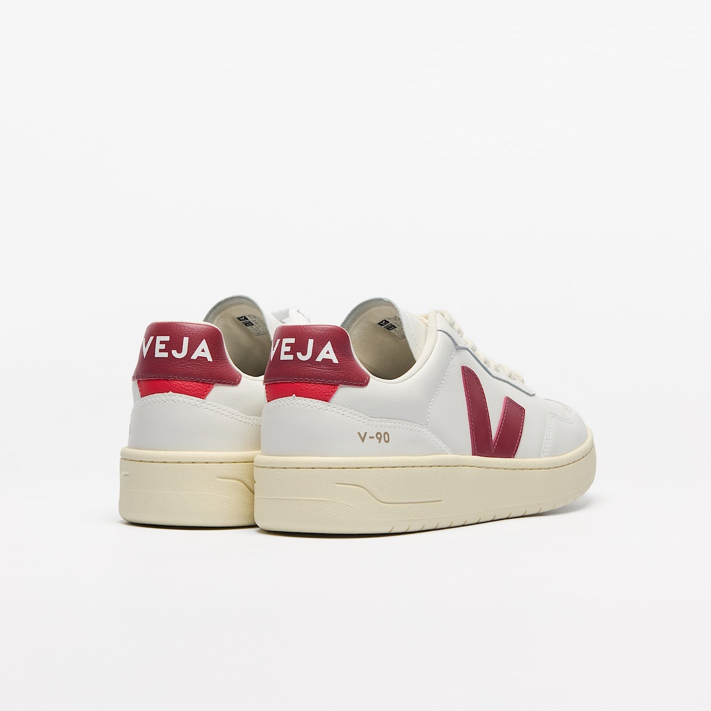 V-90 LEATHER WHITE MARSALA - VEJA DISCOUNT