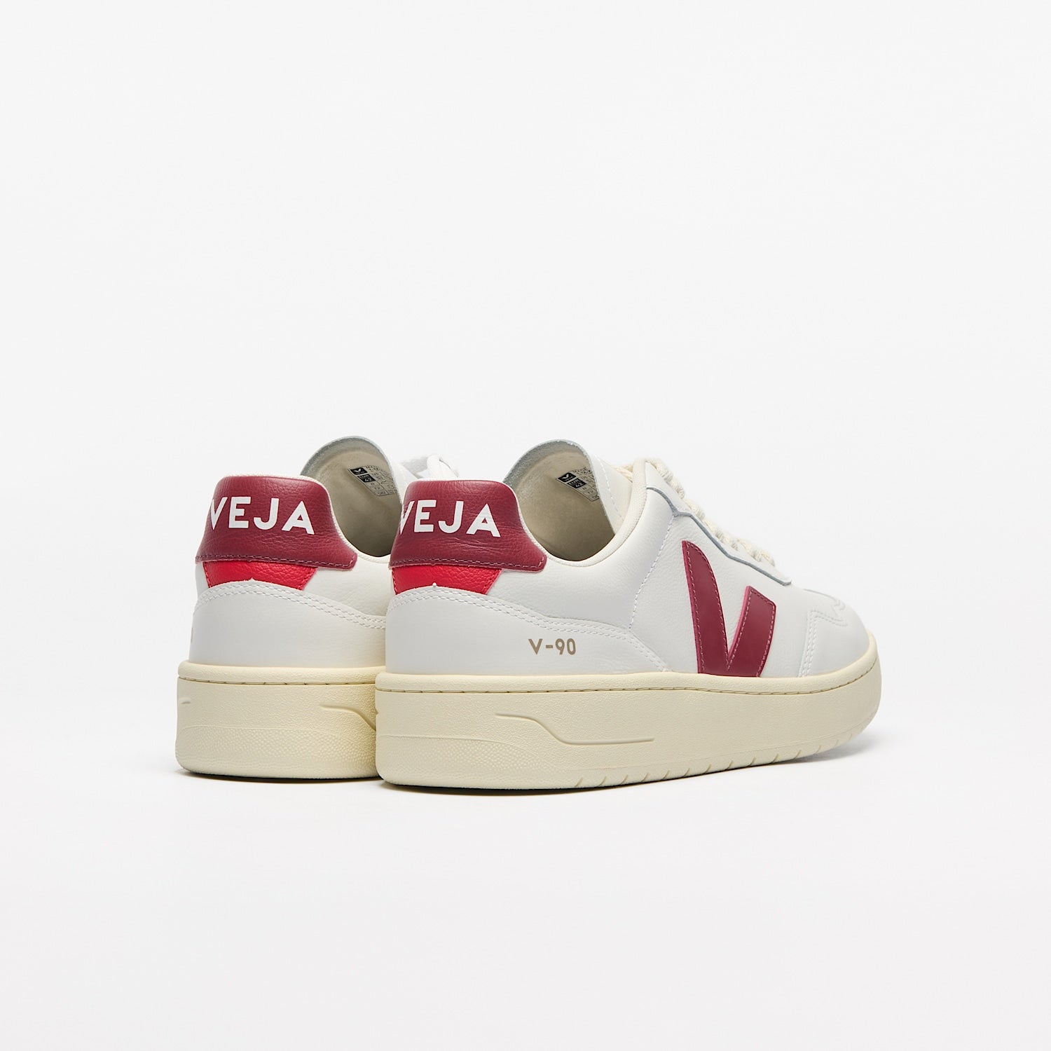 V-90 LEATHER WHITE MARSALA - VEJA DISCOUNT
