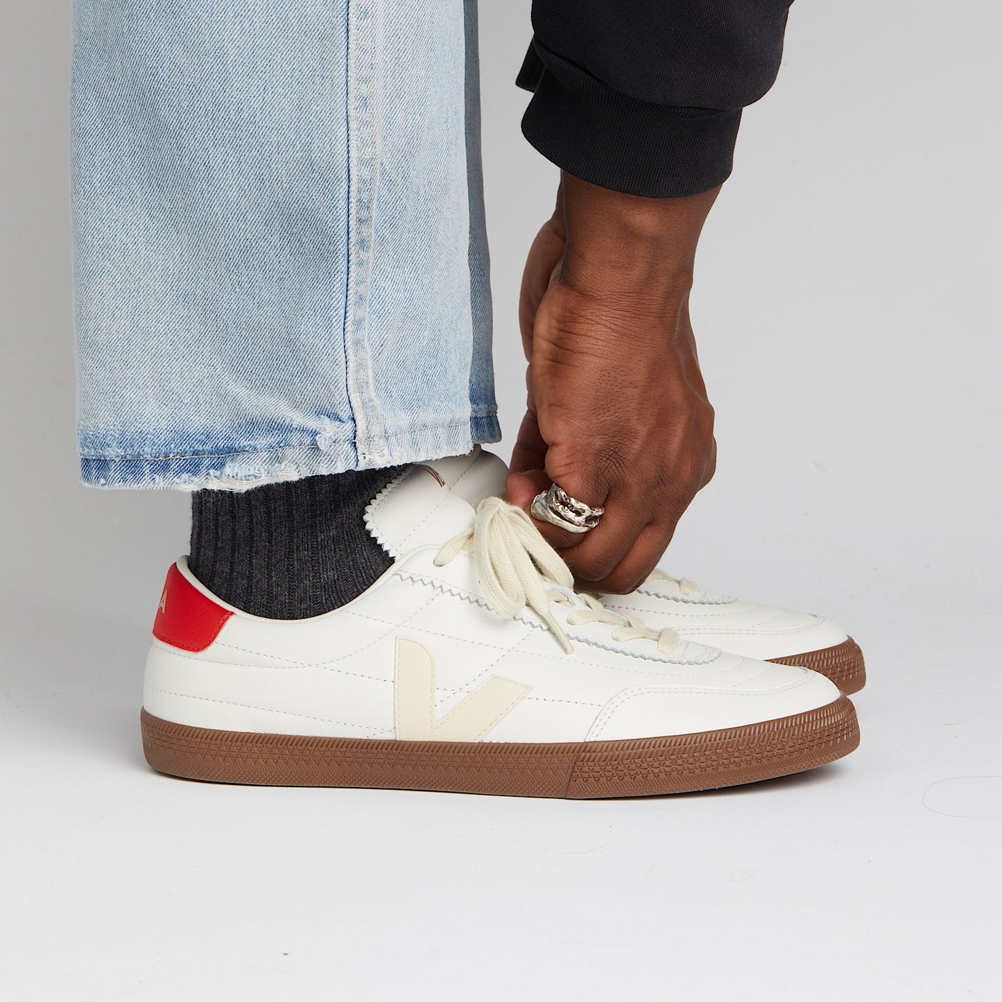 PANENKA LEATHER WHITE PIERRE PEKIN BARK - VEJA US