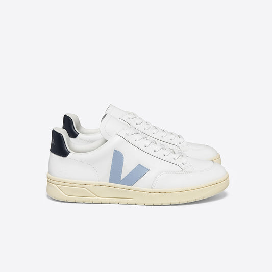 V-12 LEATHER WHITE STEEL NAUTICO - VEJA ON SALE