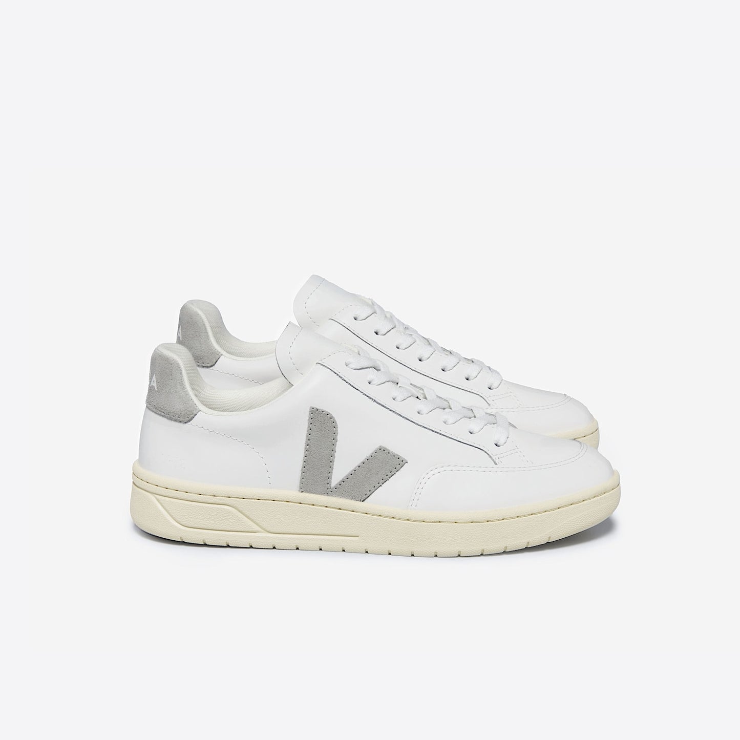 V-12 LEATHER WHITE LIGHT GREY - VEJA US