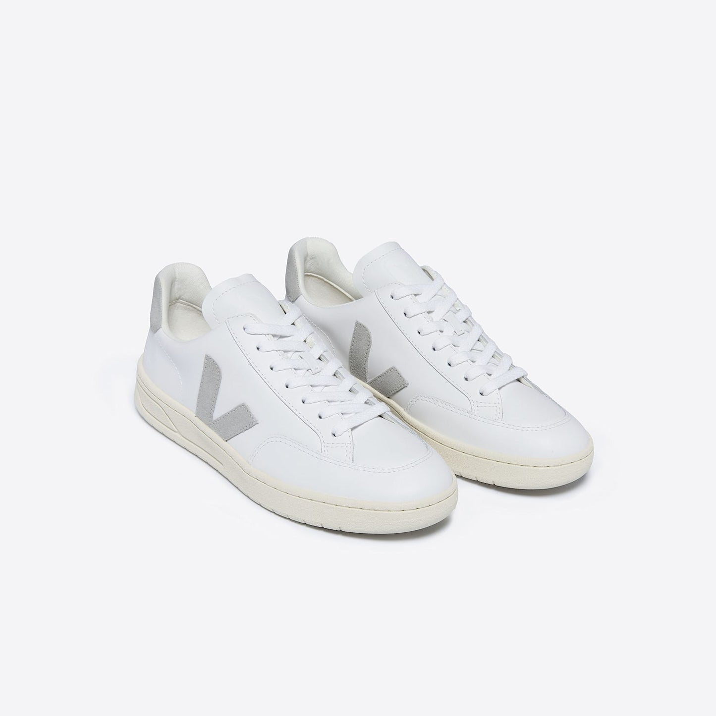 V-12 LEATHER WHITE LIGHT GREY - VEJA US