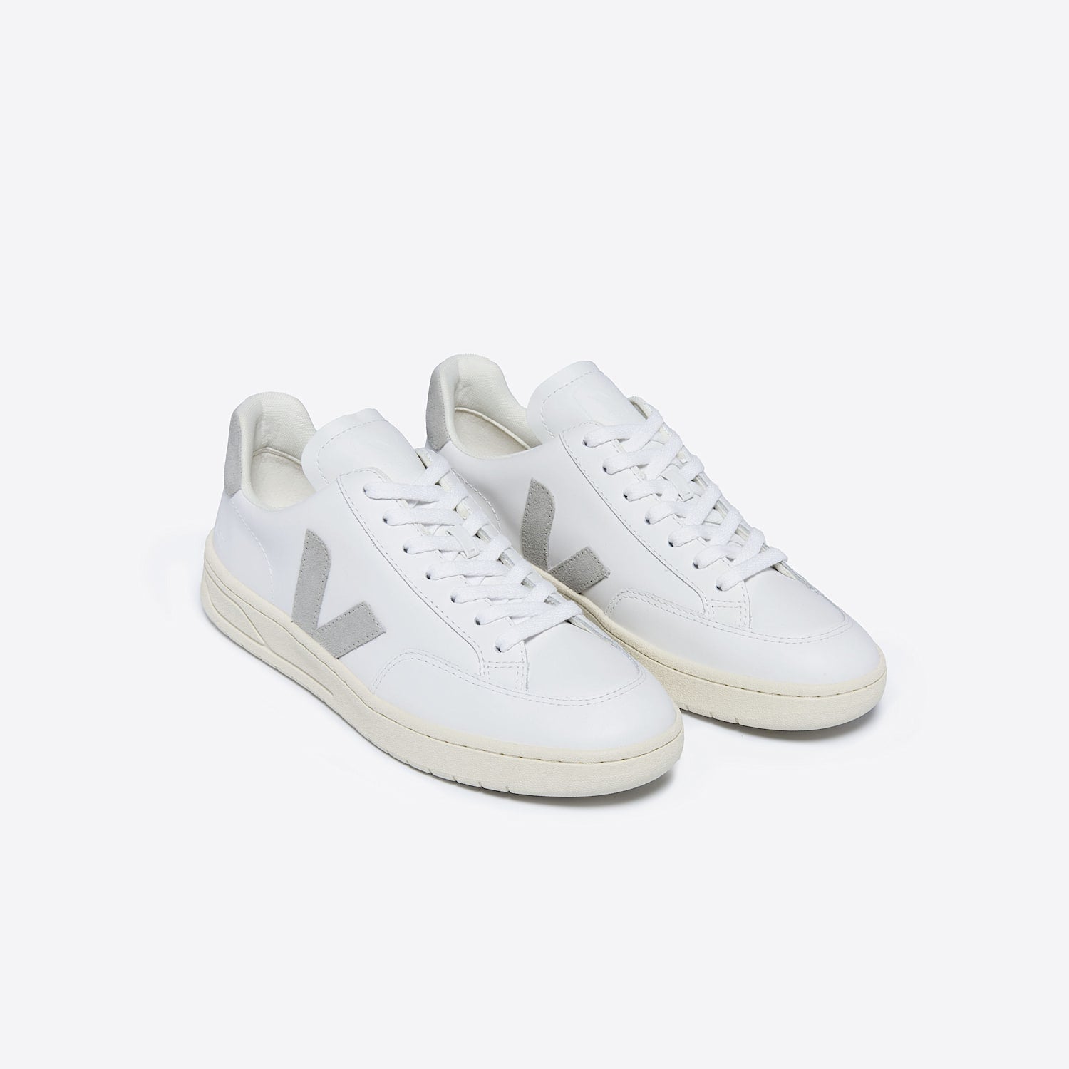 V-12 LEATHER WHITE LIGHT GREY - VEJA US