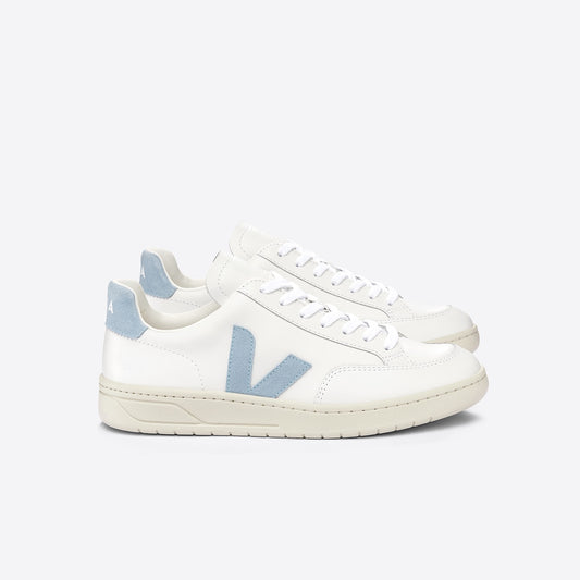 V-12 LEATHER WHITE STEEL - VEJA SALE
