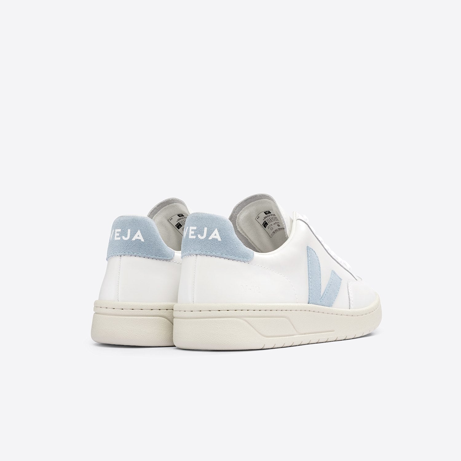 V-12 LEATHER WHITE STEEL - VEJA SALE
