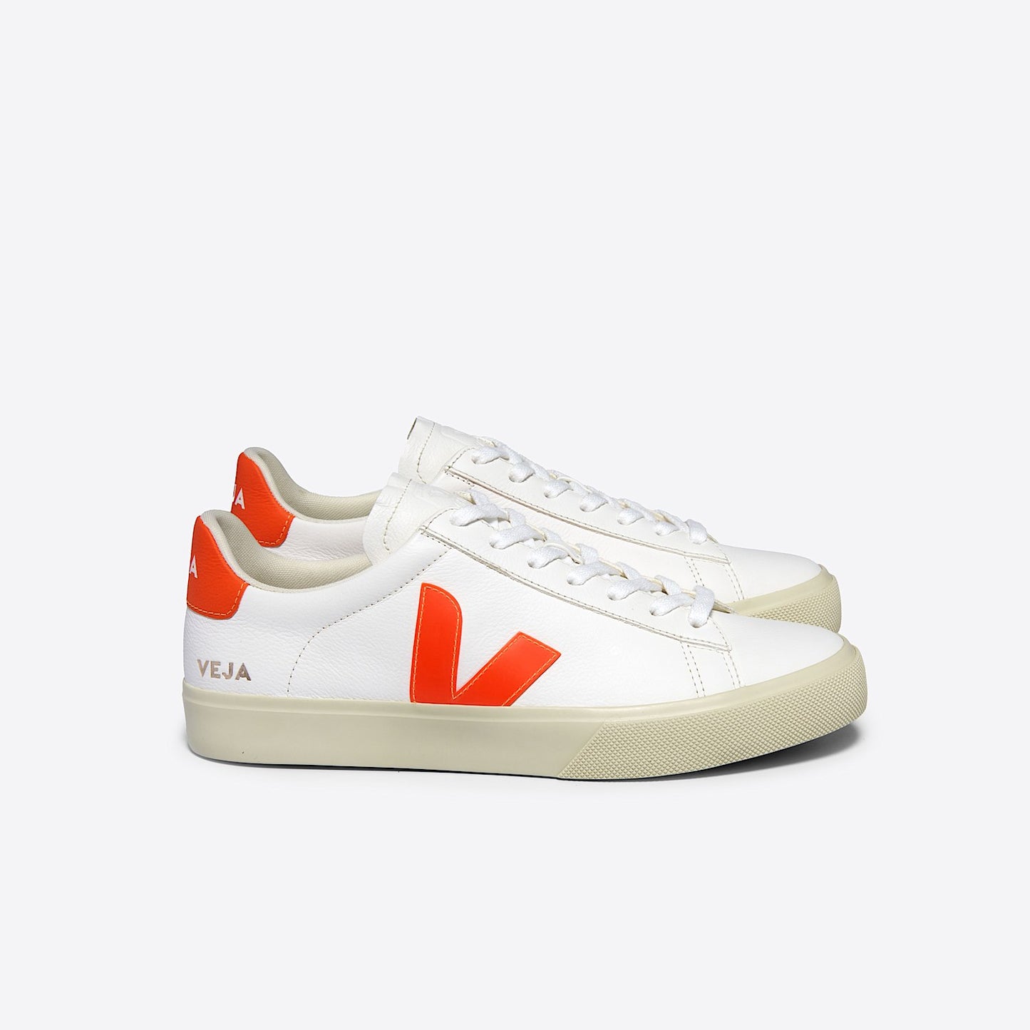 CAMPO LEATHER WHITE ORANGE FLUO - VEJA SALE