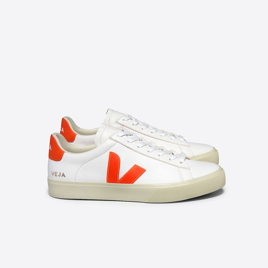 CAMPO LEATHER WHITE ORANGE FLUO - VEJA SALE