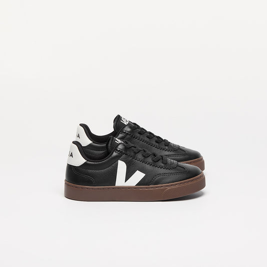 VOLLEY ELASTIC LACES LEATHER BLACK WHITE BARK - VEJA ONLINE