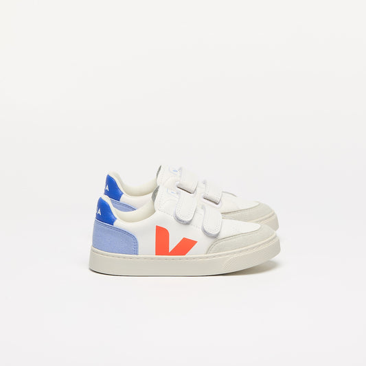 V-12 LEATHER WHITE MULTICO ORANGE FLUO - VEJA SALE