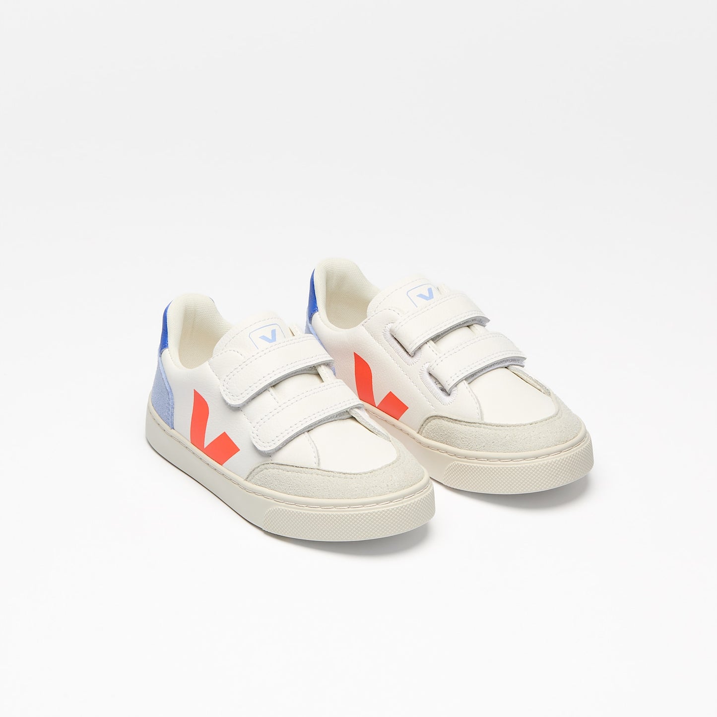 V-12 LEATHER WHITE MULTICO ORANGE FLUO - VEJA SALE