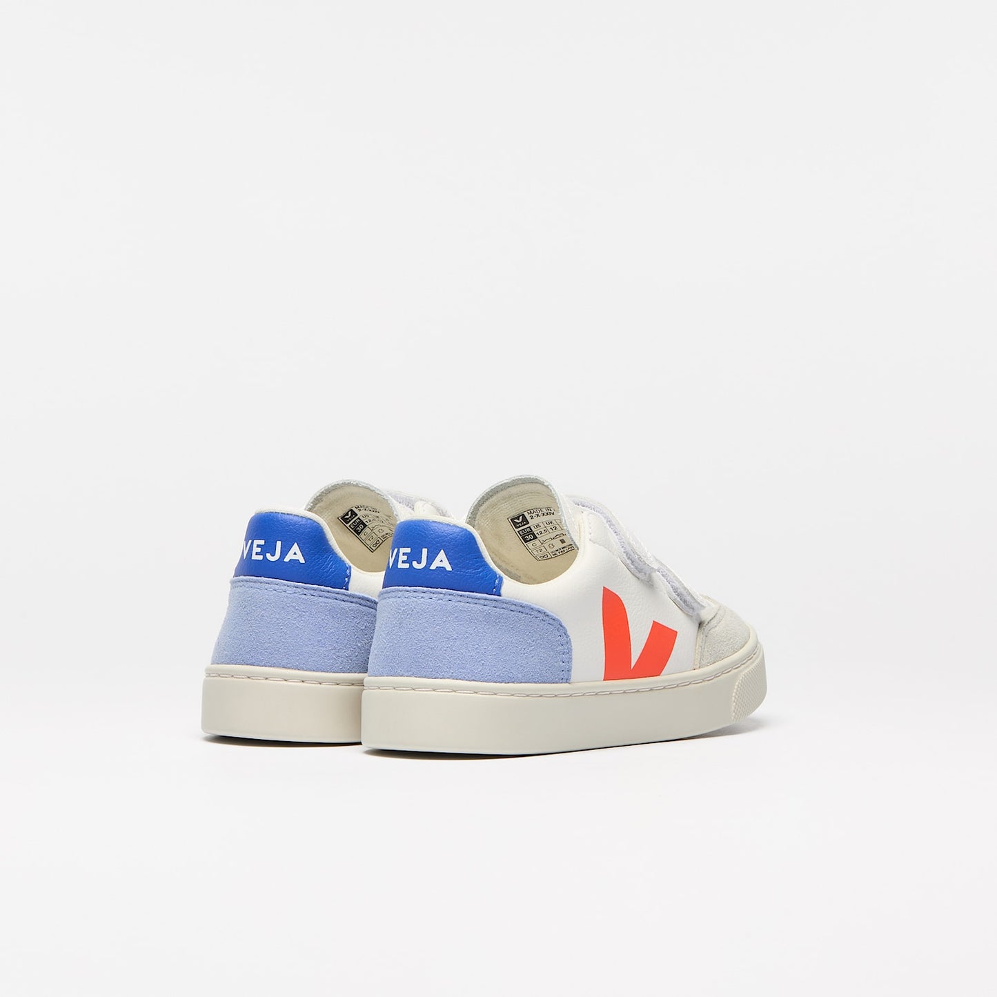 V-12 LEATHER WHITE MULTICO ORANGE FLUO - VEJA SALE
