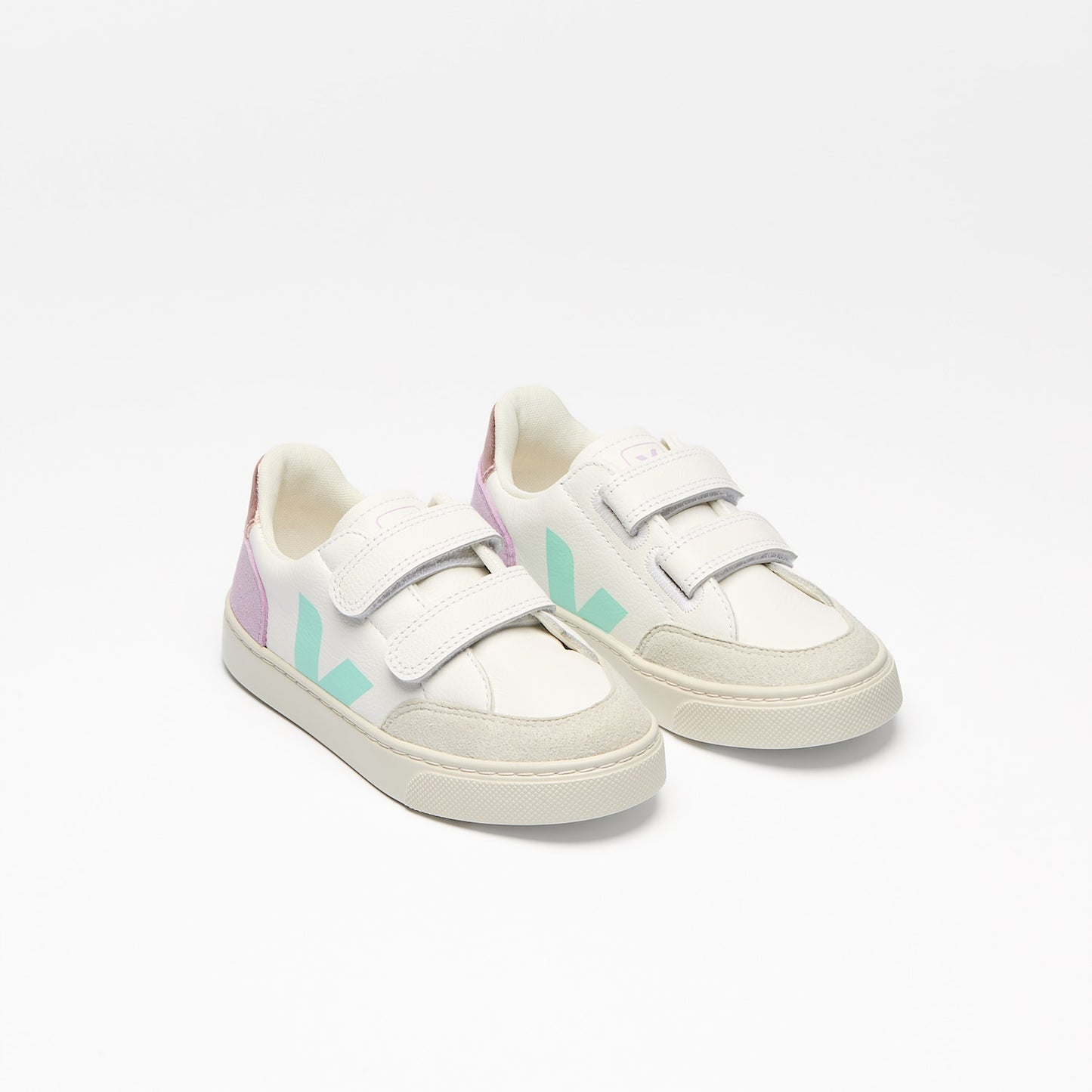V-12 LEATHER WHITE MULTICO ORCHID - VEJA SALE