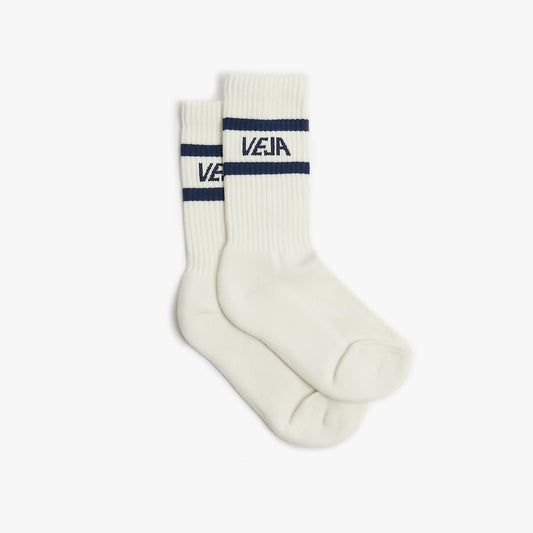 ICONIC SOCKS COTTON WHITE BLUE - VEJA ONLINE