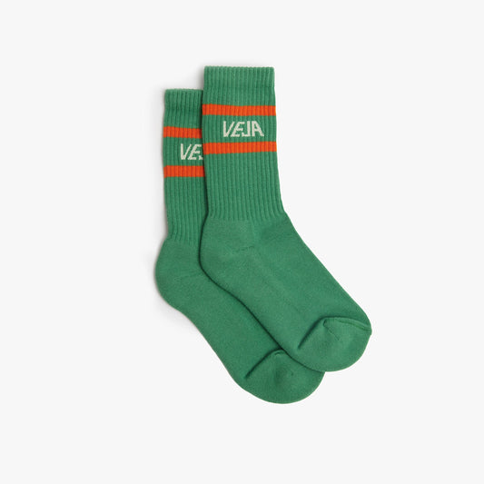 ICONIC SOCKS COTTON GREEN WHITE ORANGE - VEJA DISCOUNT